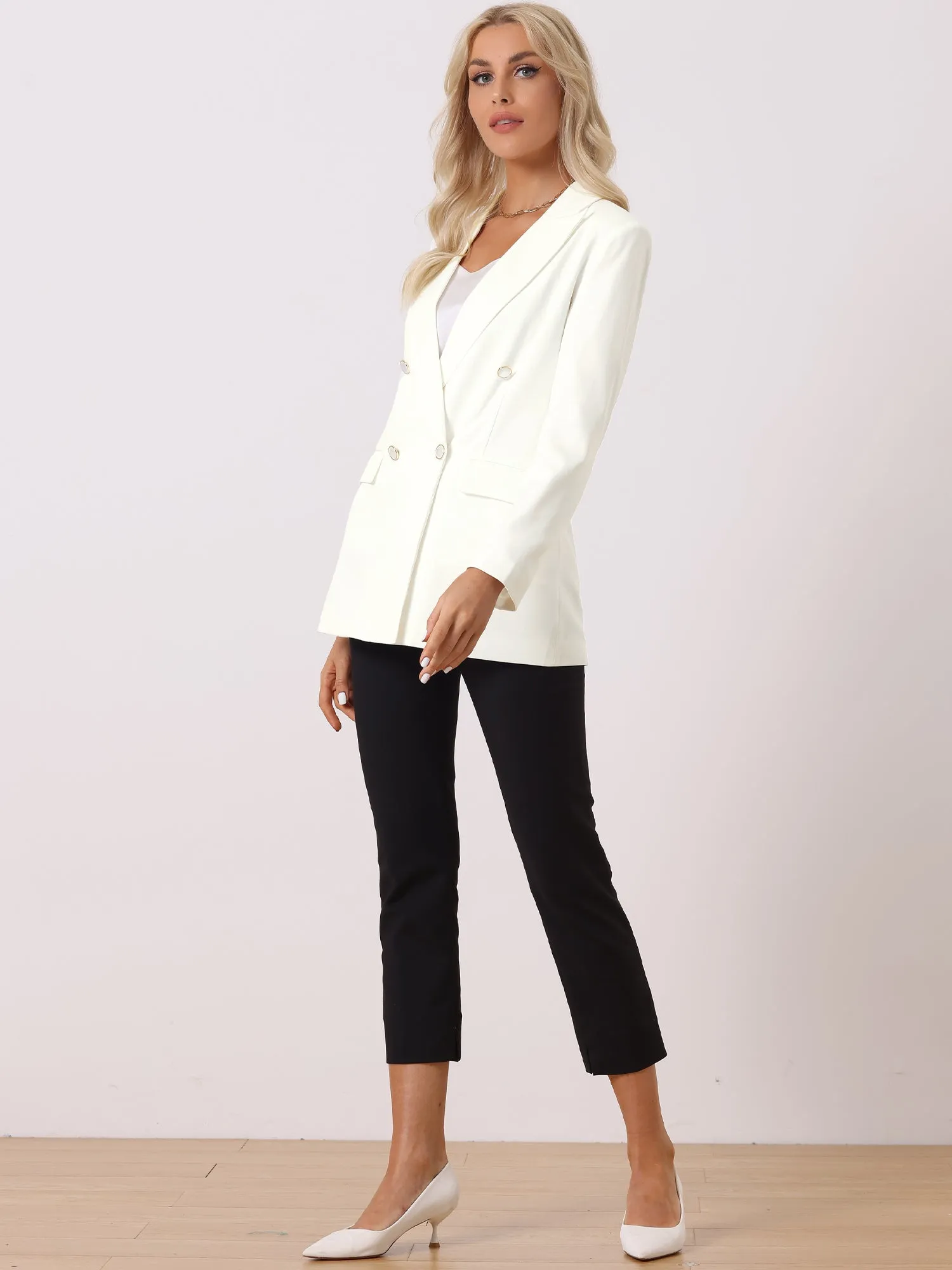 Lapel Collar Dressy Casual Work Office Business Blazer sold by Allegra K