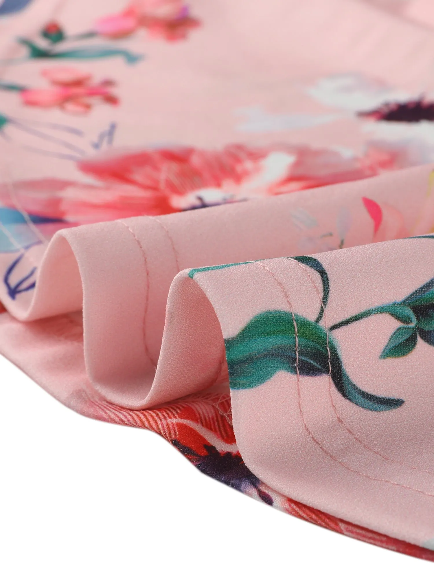 Floral Sleeveless Cami Spaghetti Strap Tie Waist Peplum Blouse sold by Allegra K product image thumbnail 4