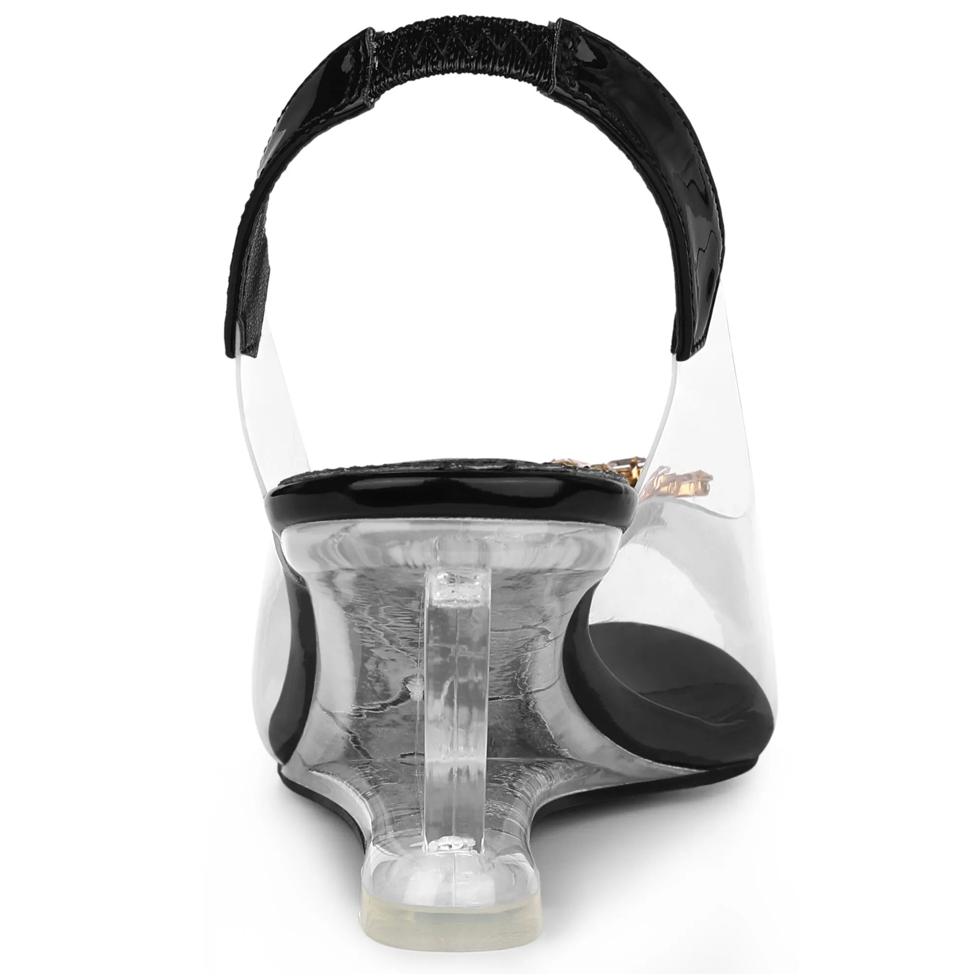 Clear Slingback Wedges Rhinestone Transparent Peep Toe Heel sold by Allegra K product image thumbnail 4