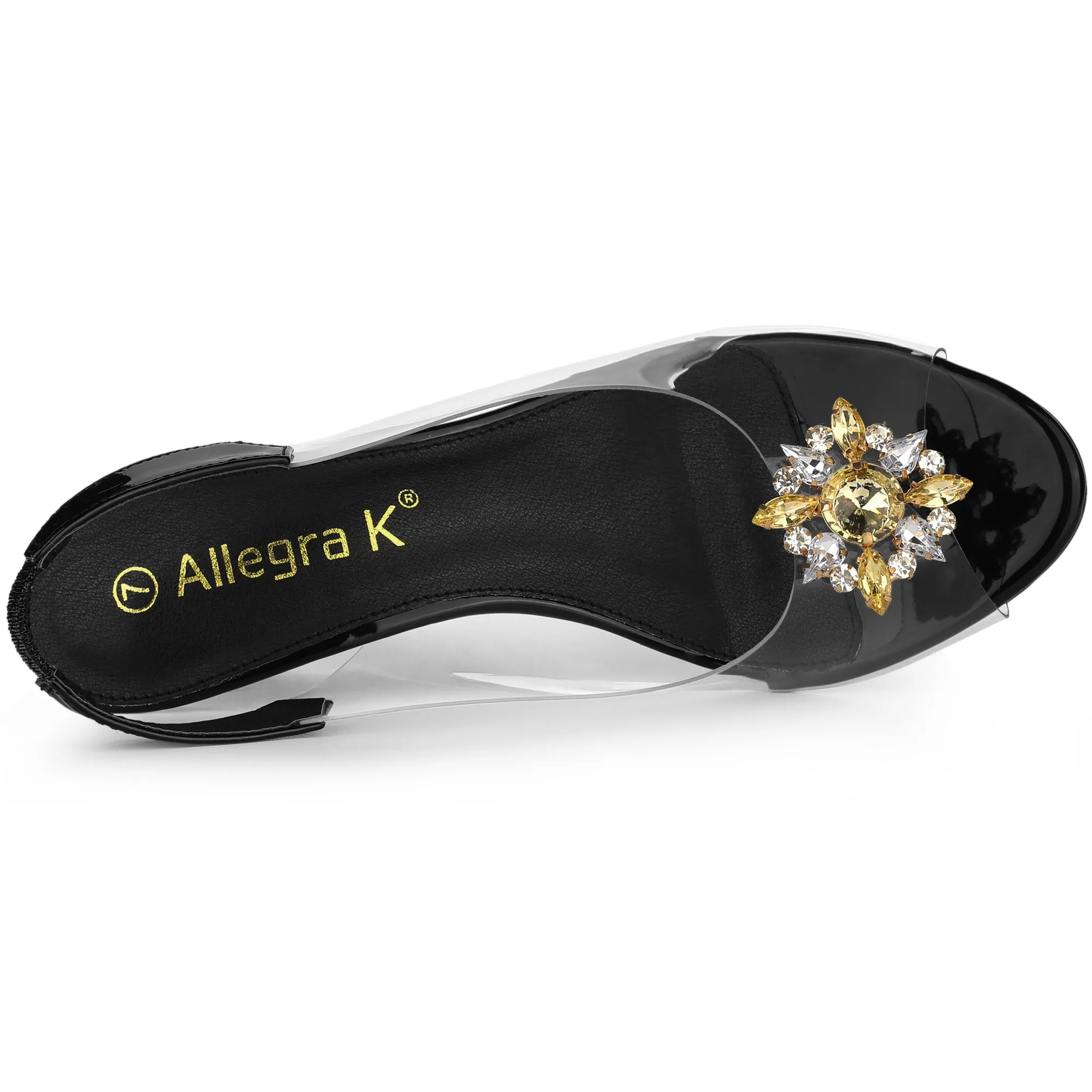 Clear Slingback Wedges Rhinestone Transparent Peep Toe Heel sold by Allegra K product image thumbnail 5