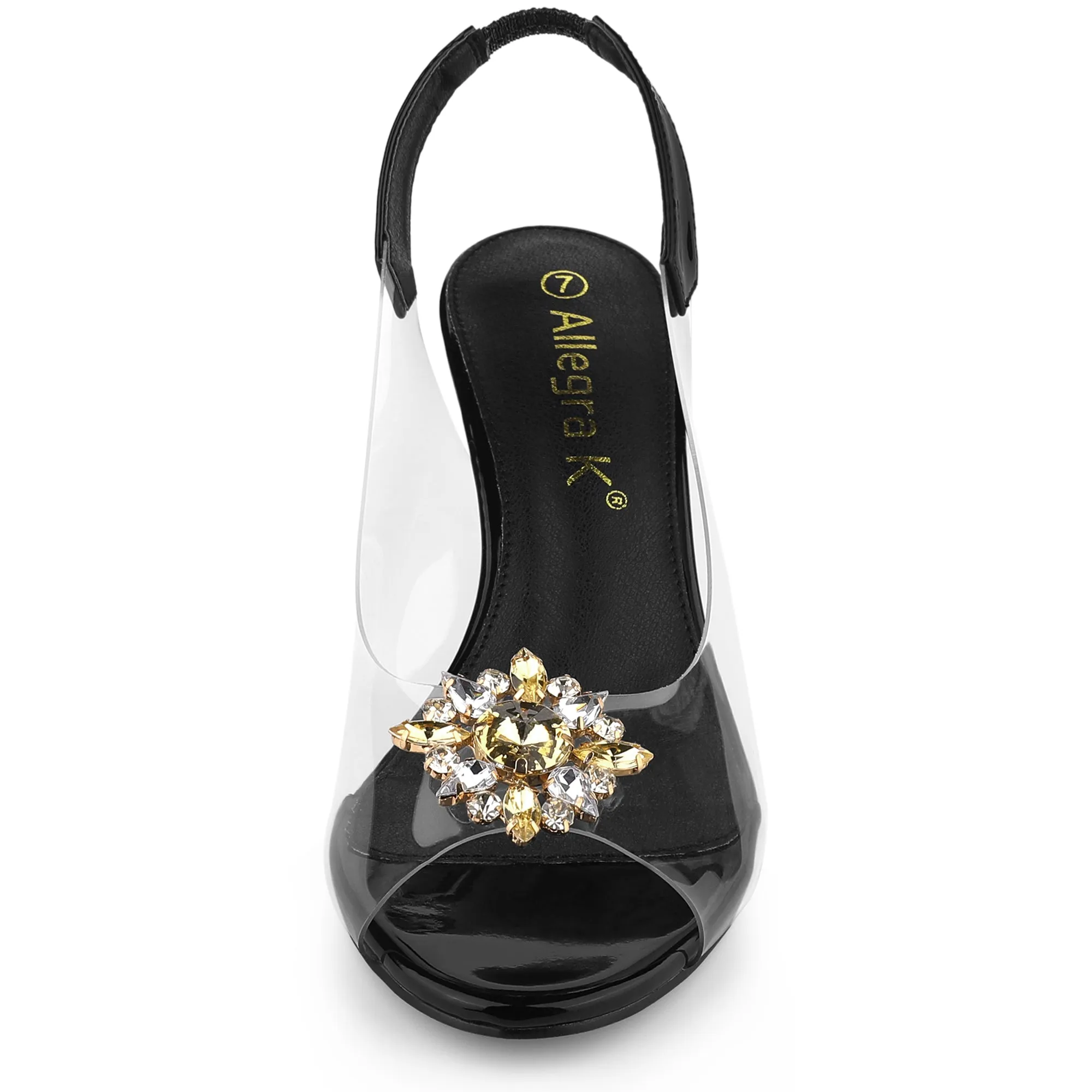 Clear Slingback Wedges Rhinestone Transparent Peep Toe Heel sold by Allegra K product image thumbnail 3