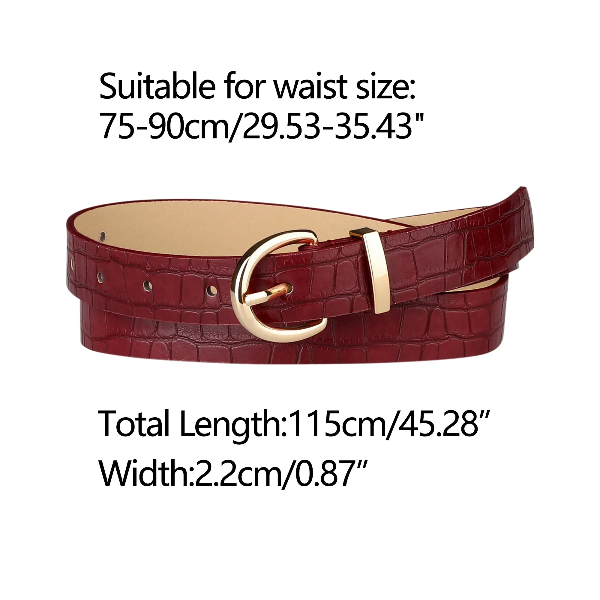 Alligator Embossed Belts Leather Waist Alloy Pin Buckle Belt sold by Allegra K product image thumbnail 3