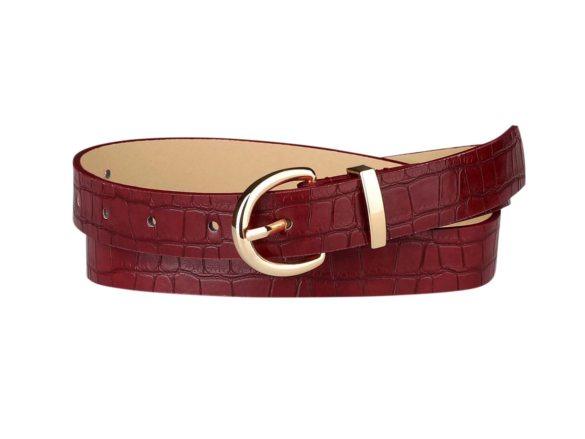 Alligator Embossed Belts Leather Waist Alloy Pin Buckle Belt sold by Allegra K