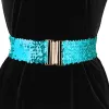 Ladies Shinny Wide Waist Belts Interlock Buckles Sequins Decor Stretchy Belts for Women 2PCS sold by Allegra K