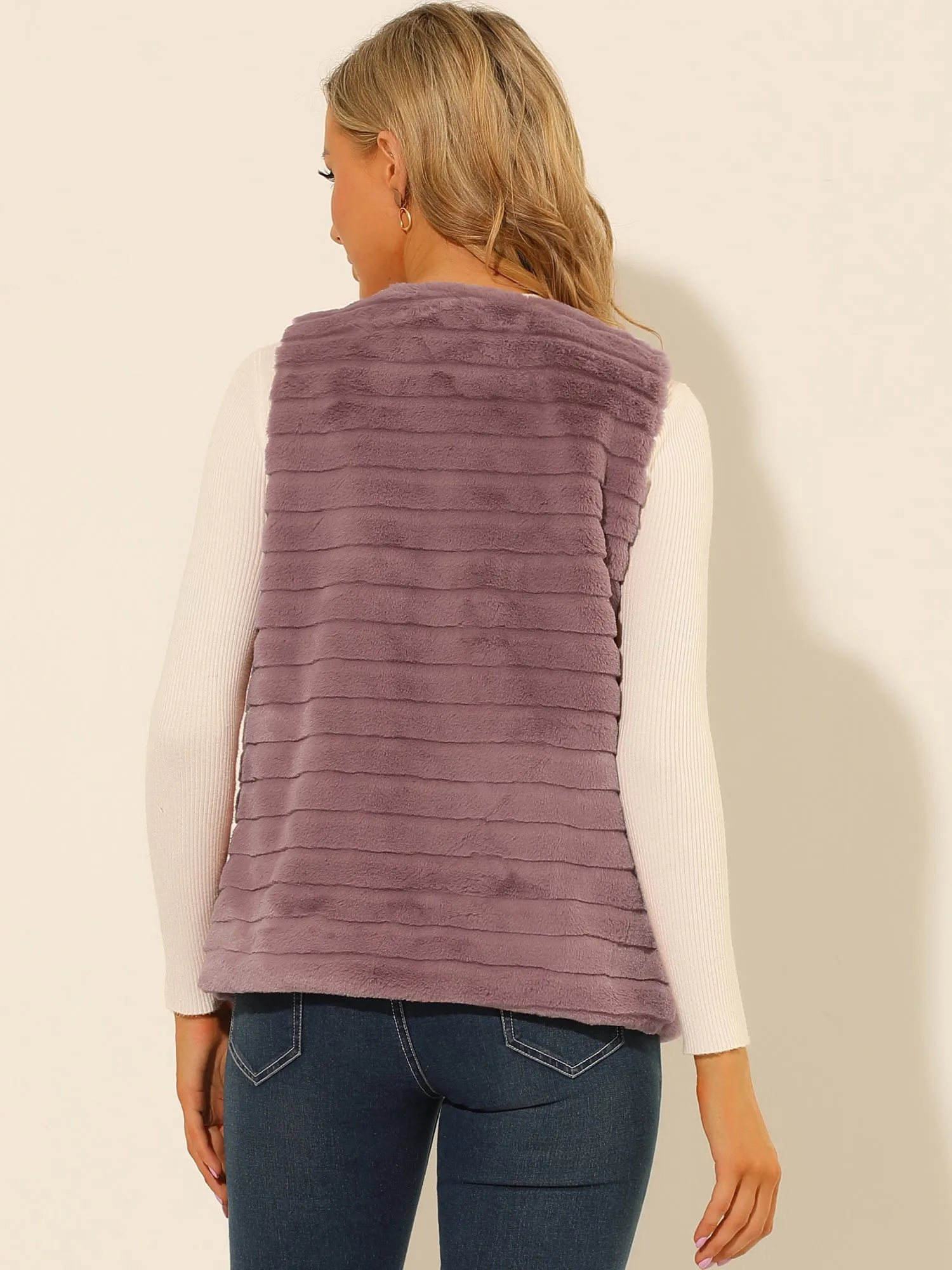 Fashion Faux Fur Vest Casual Sleeveless Fluffy Open Front Jacket sold by Allegra K product image thumbnail 4