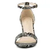 Snake Skin Print Chunky Heel Ankle Strap Sandals sold by Allegra K