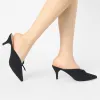 Pointed Toe Bow Decor Mid Slides Kitten Heel Mules sold by Allegra K