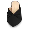 Pointed Toe Bow Decor Mid Slides Kitten Heel Mules sold by Allegra K