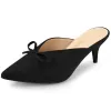 Pointed Toe Bow Decor Mid Slides Kitten Heel Mules sold by Allegra K