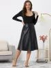 Square Neck Casual Long Sleeve Solid Stretchy Bodysuits sold by Allegra K