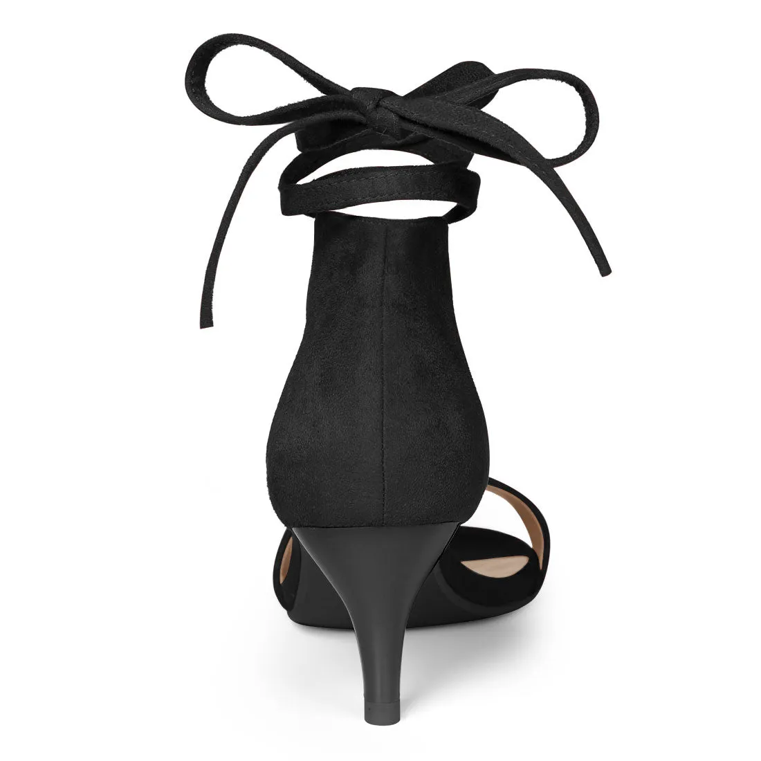 Faux Suede Open Toe Kitten Heel Lace Up Sandals sold by Allegra K product image thumbnail 4