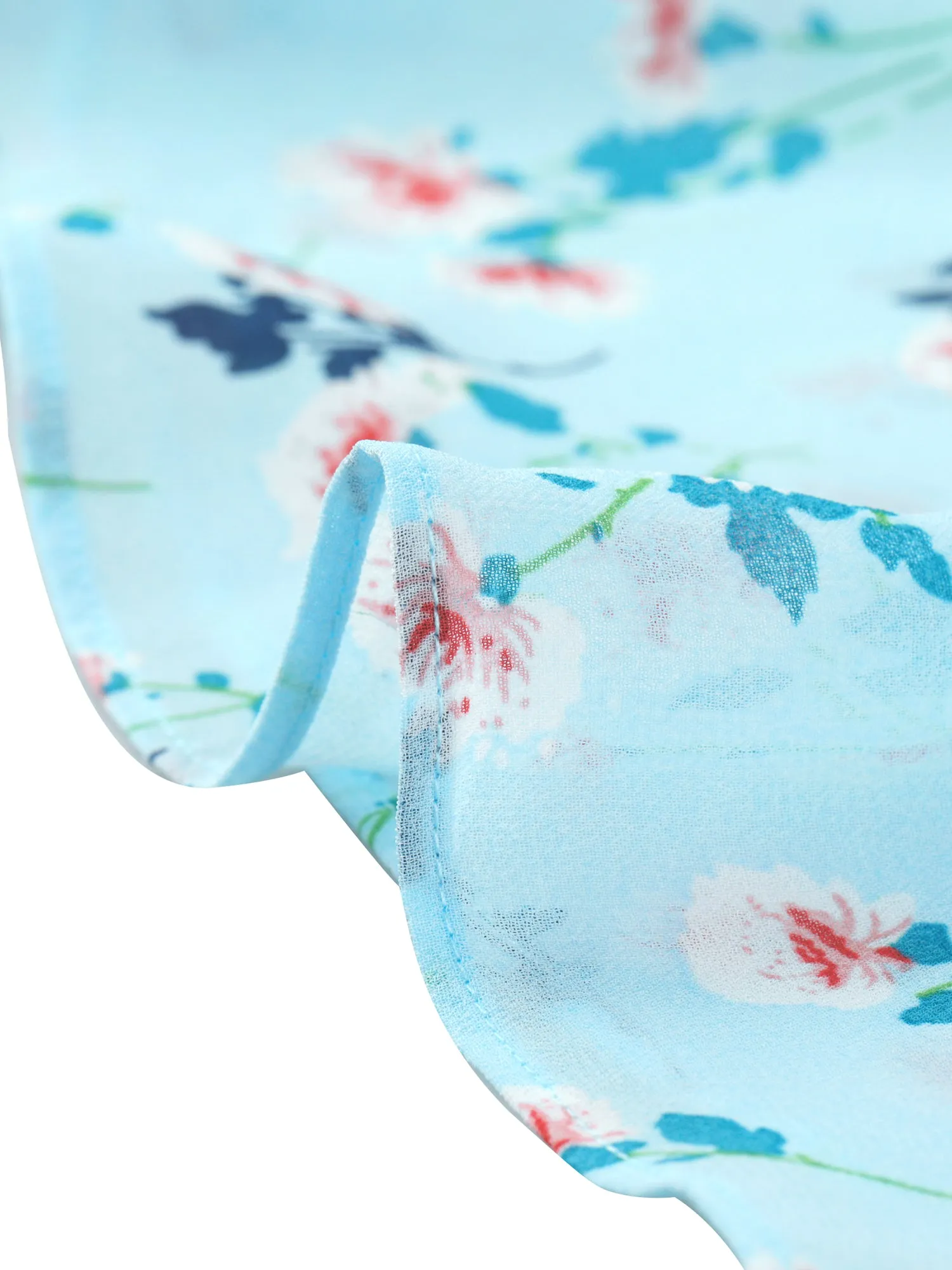 Summer V Neck Belted Layered Tiered Chiffon Floral Dress sold by Allegra K product image thumbnail 4