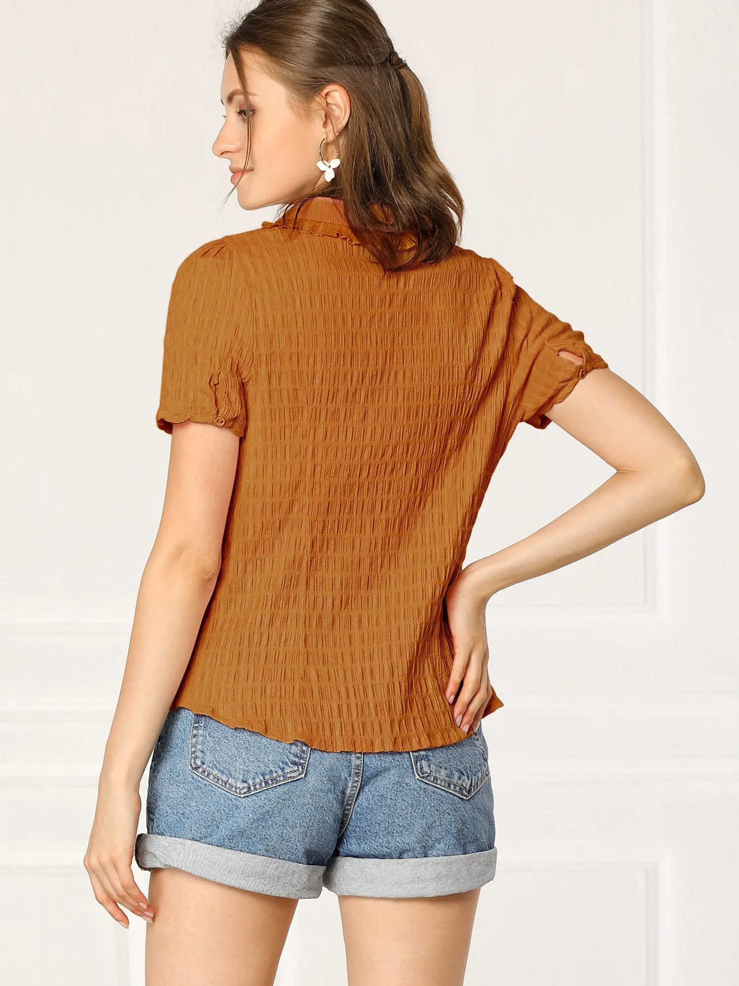 Peter Pan Collar Button Down Soft Shirt Blouse sold by Allegra K product image thumbnail 4