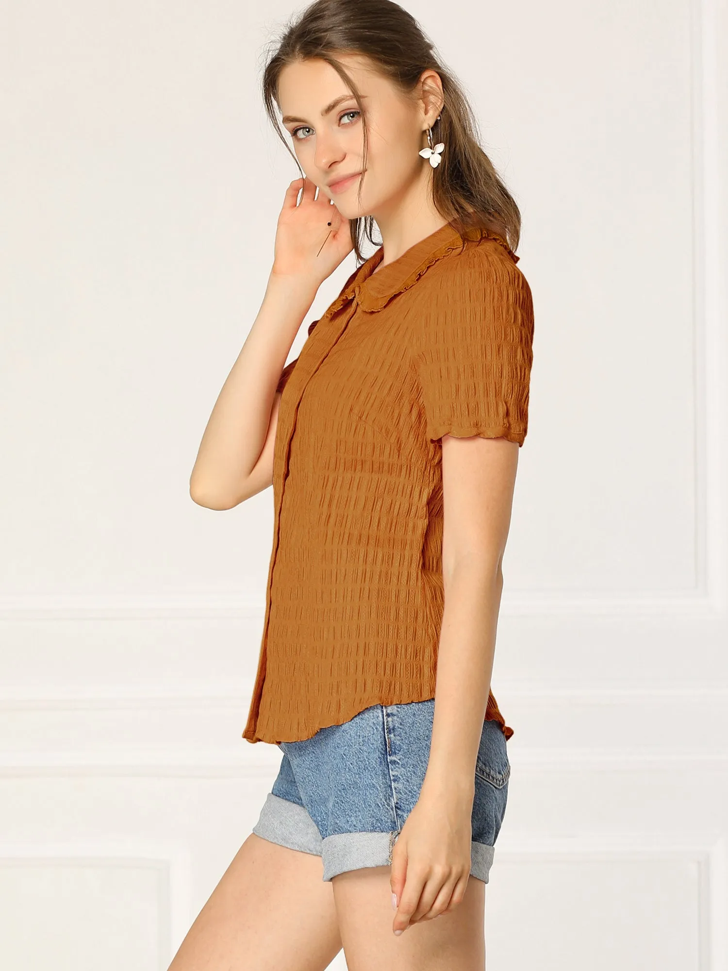Peter Pan Collar Button Down Soft Shirt Blouse sold by Allegra K product image thumbnail 3