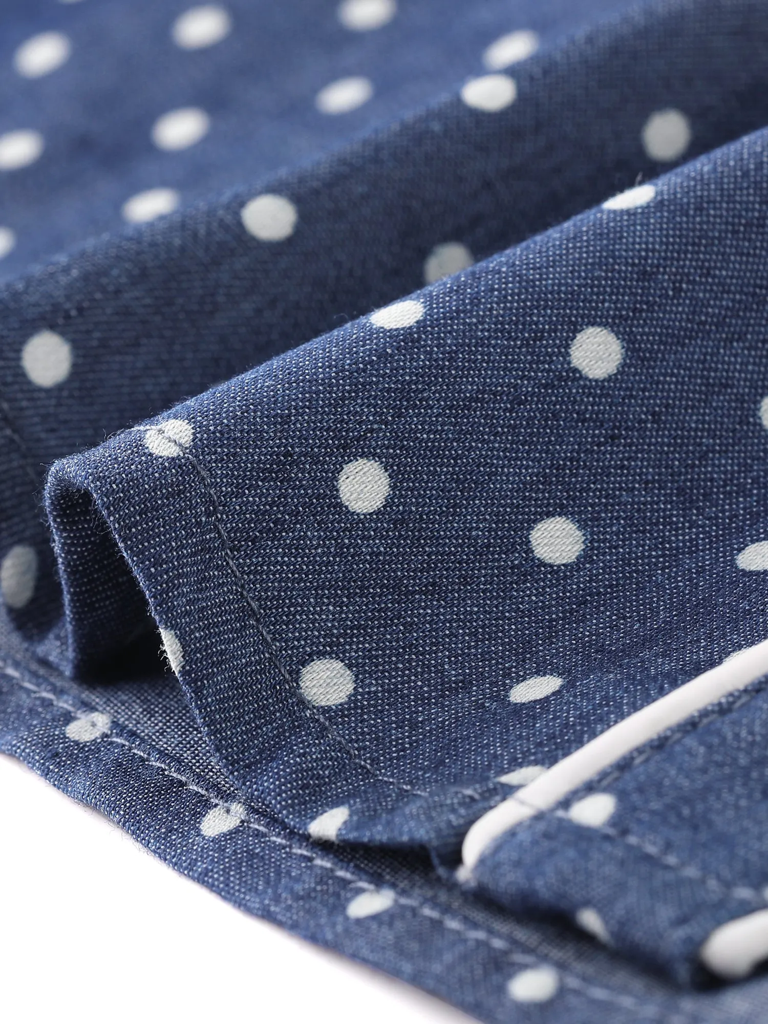 Peter Pan Collar Polka Dots Tops Elegant Button Down Work Denim Shirt sold by Allegra K product image thumbnail 5