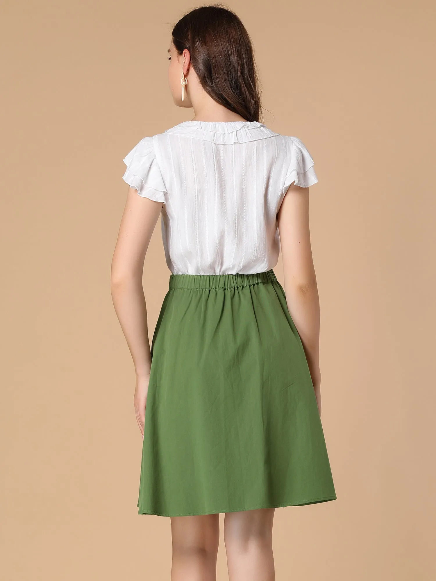 Cotton High Waist Bow Tie Casual Work A-line Skirt sold by Allegra K product image thumbnail 5