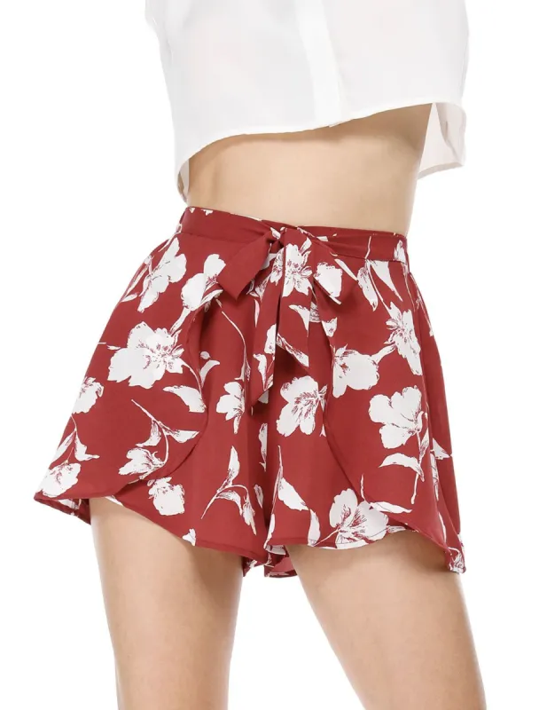 Women's Casual Elastic Waist Summer Beach Floral Shorts sold by Allegra K