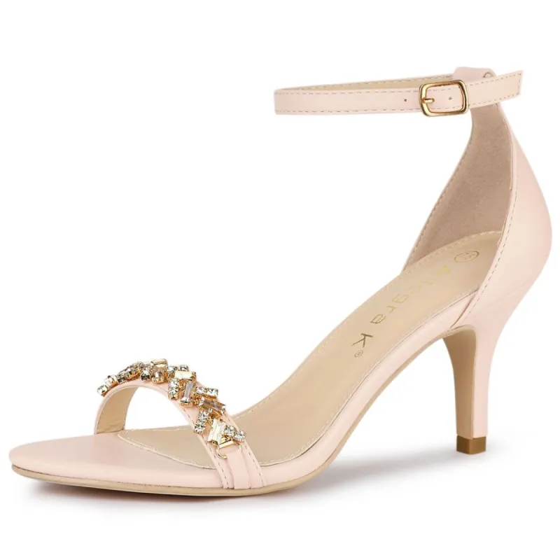 Women's Rhinestone Stiletto Heels Ankle Strap Heeled Sandals sold by Allegra K