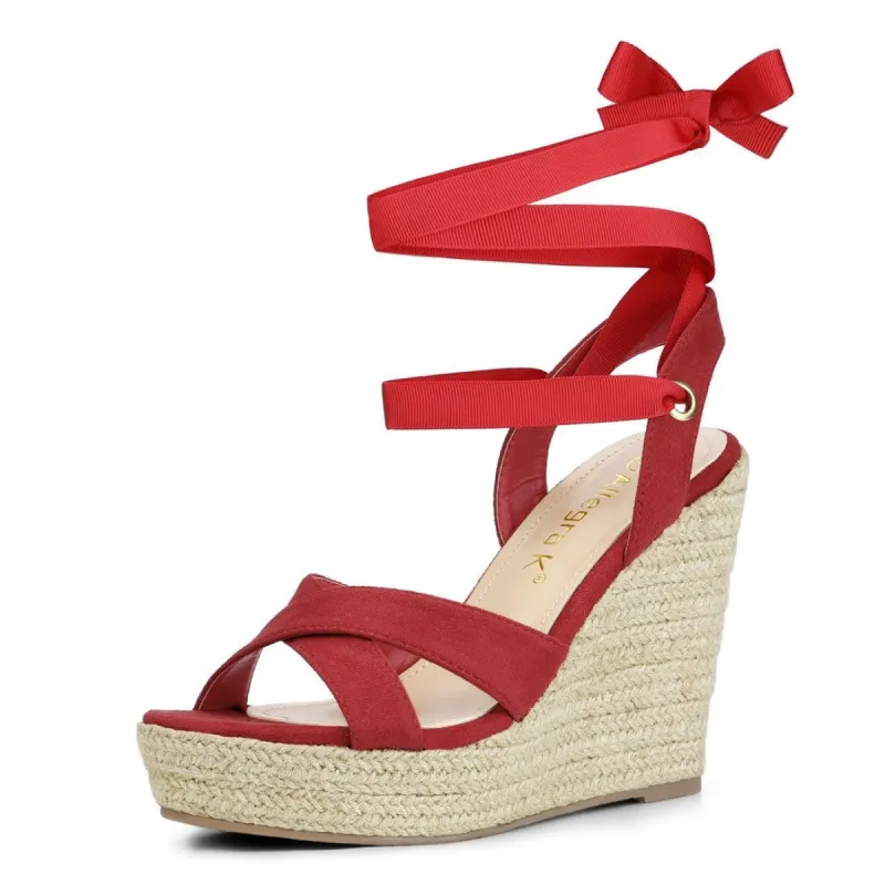 Women's Espadrille Platform Lace Up Wedges Sandals sold by Allegra K