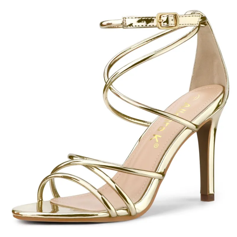 Women's Open Toe Strappy Straps Stiletto Heel Sandals sold by Allegra K