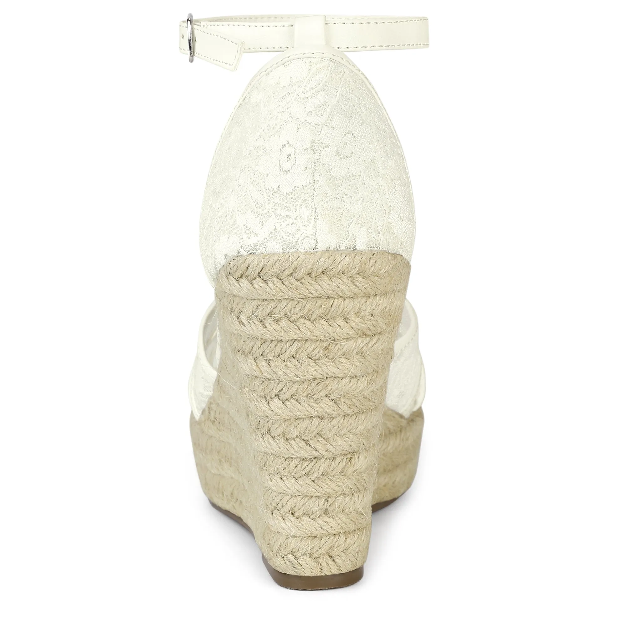 Lace Strapy Round Toe Espadrilles Wedges Sandals sold by Allegra K product image thumbnail 3