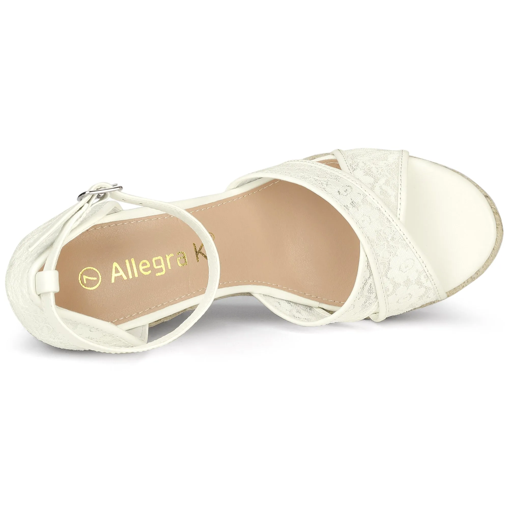Lace Strapy Round Toe Espadrilles Wedges Sandals sold by Allegra K product image thumbnail 4