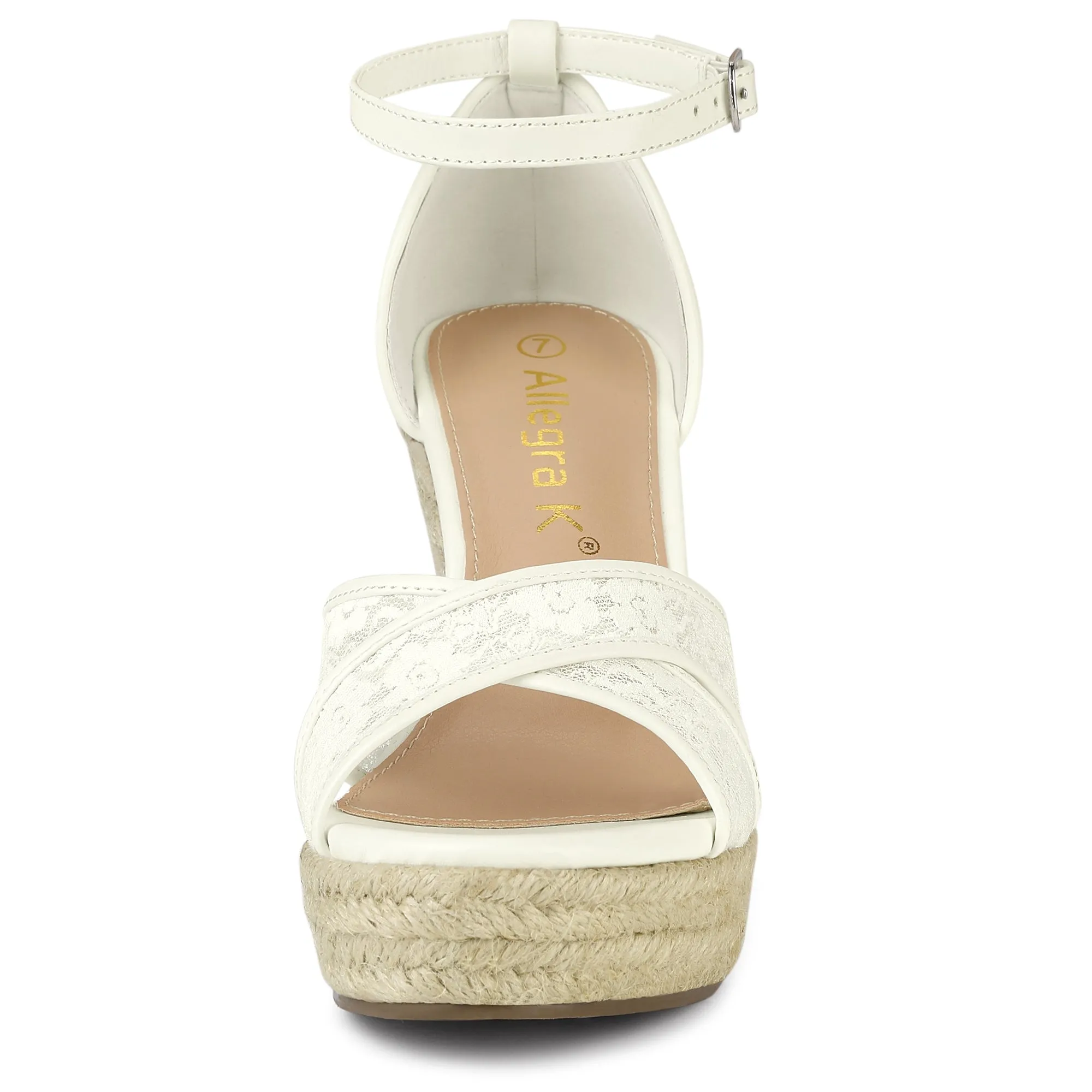 Lace Strapy Round Toe Espadrilles Wedges Sandals sold by Allegra K product image thumbnail 2
