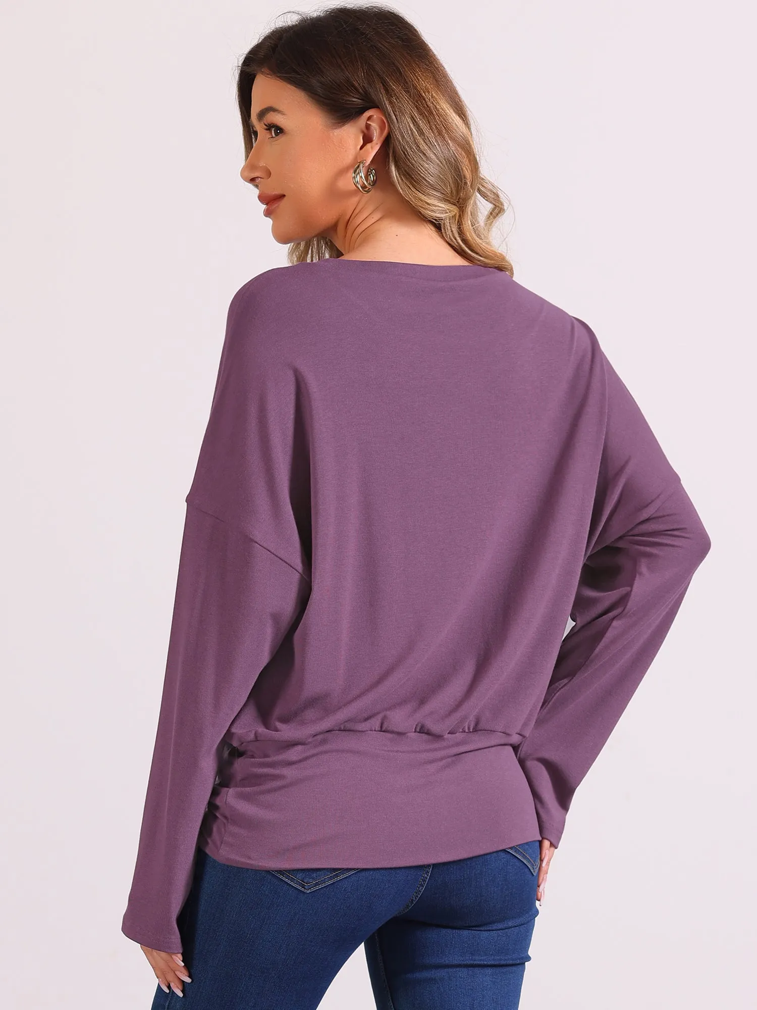 Long Sleeve Drop Shoulder Loose Pullover Blouse sold by Allegra K product image thumbnail 3