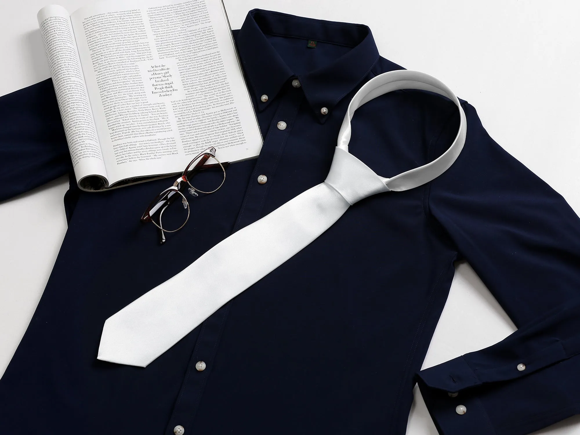 Self Tied Neck Solid Wide Plain Classic Formal Prom Necktie sold by Allegra K product image thumbnail 5