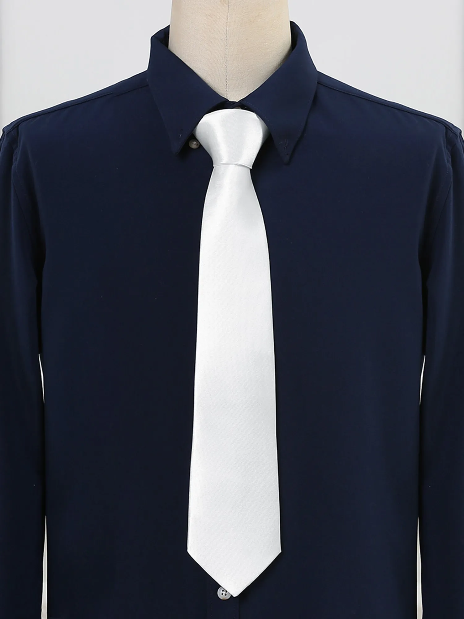 Self Tied Neck Solid Wide Plain Classic Formal Prom Necktie sold by Allegra K product image thumbnail 2