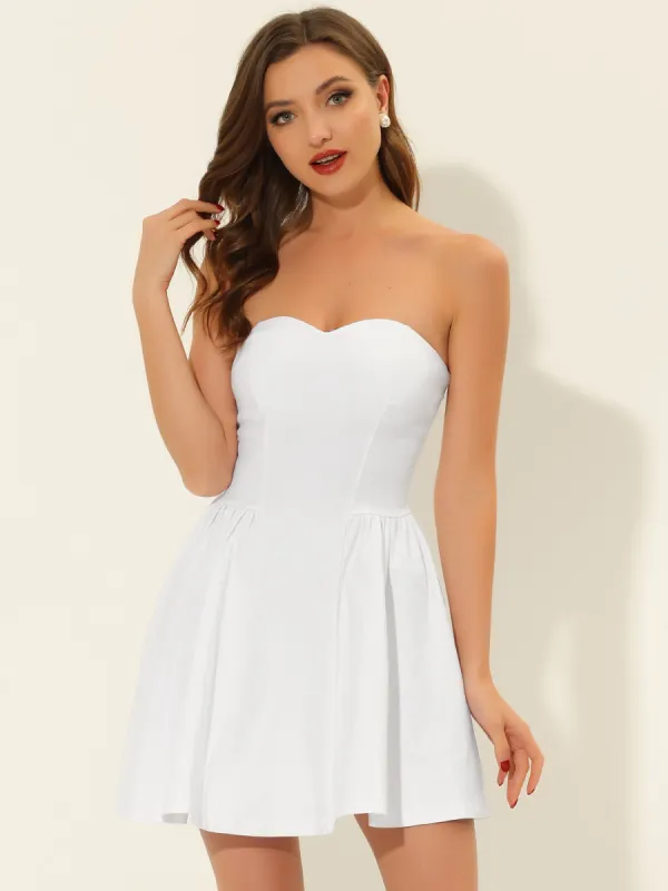 Strapless Sweetheart Neck Fit And Flare Mini Tube Top Dress sold by Allegra K