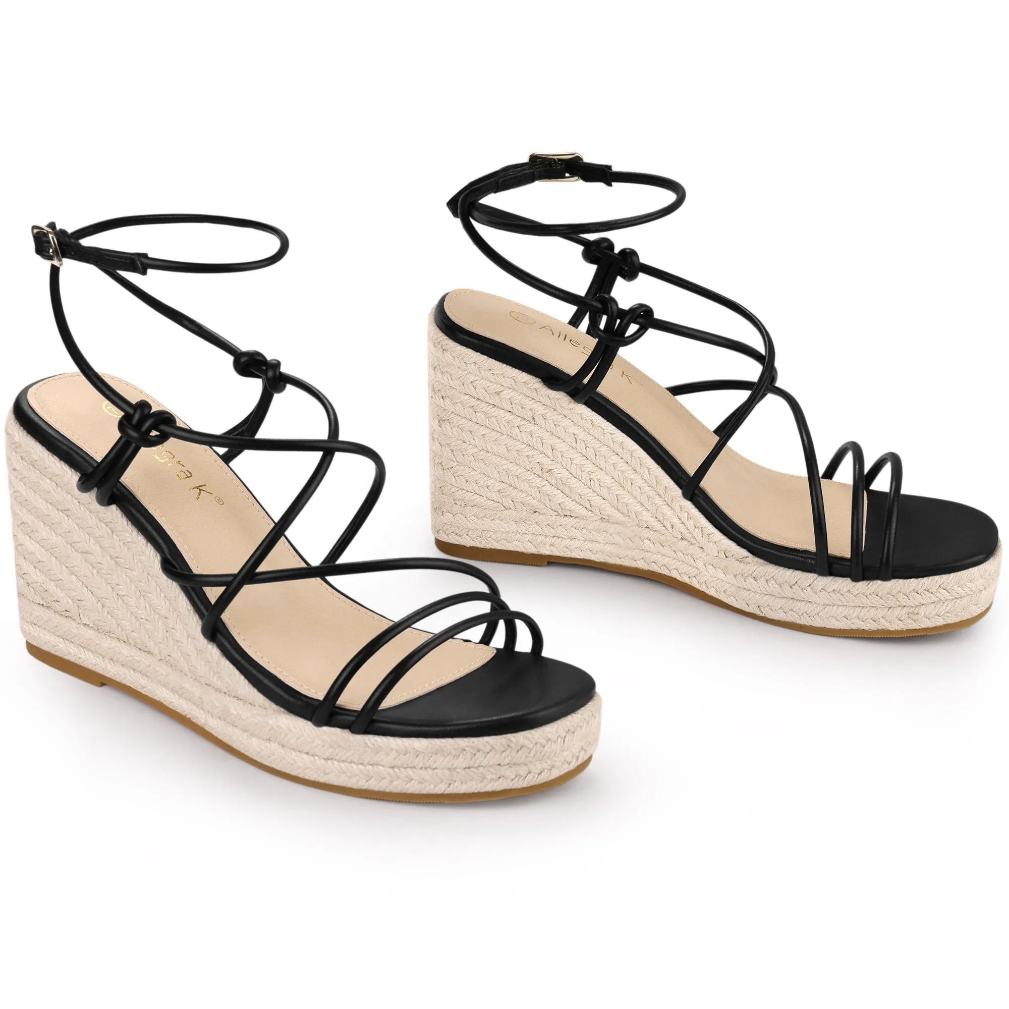 Women's Platform Square Toe Espadrilles Wedge Strappy Sandals sold by Allegra K product image thumbnail 3