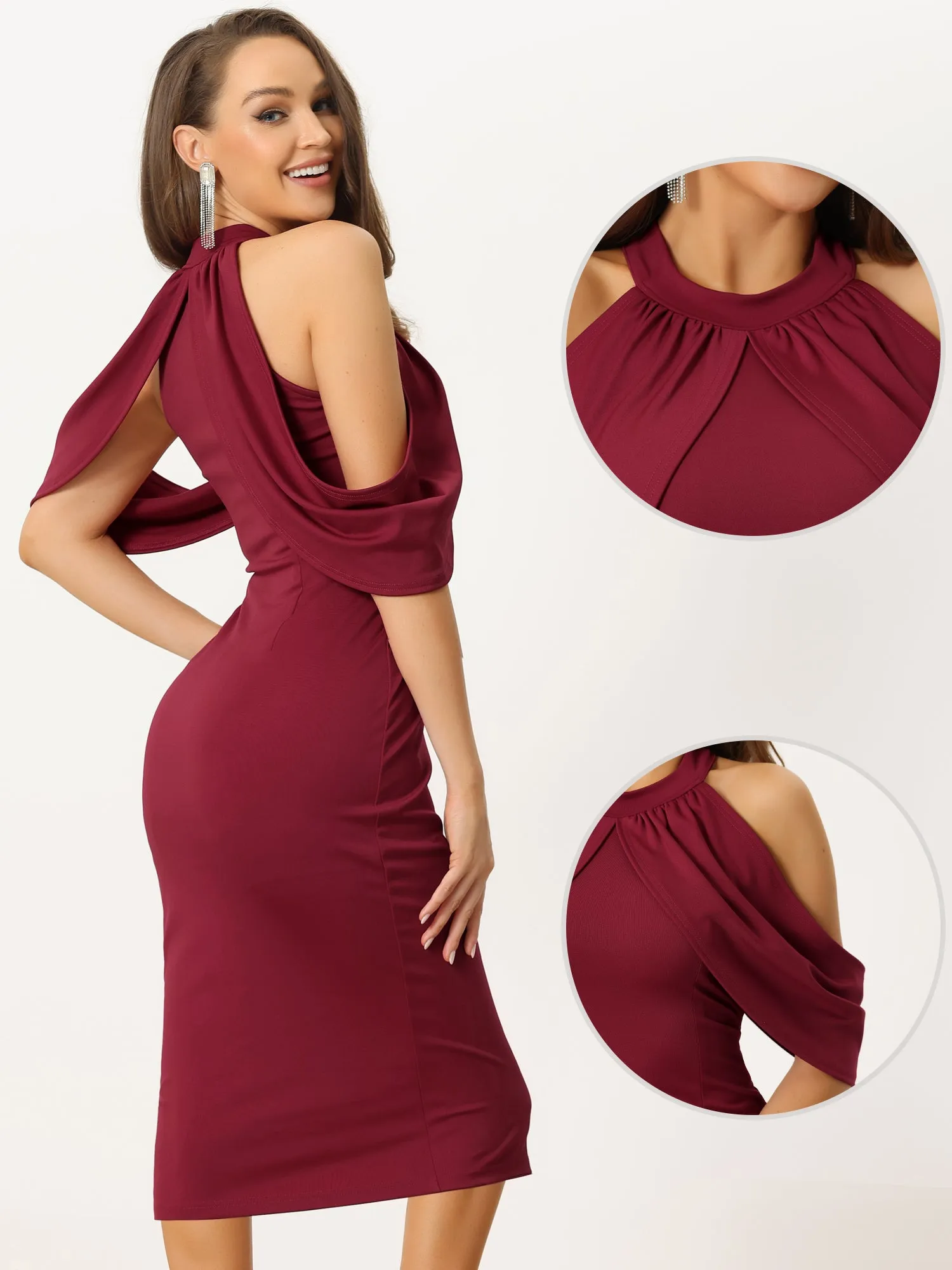 Halter Neck Cold Shoulder Bodycon Cocktail Dress sold by Allegra K product image thumbnail 2