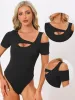 Sexy Cut Out Short Sleeve Cold Shoulder Top Bodysuits sold by Allegra K