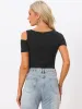 Sexy Cut Out Short Sleeve Cold Shoulder Top Bodysuits sold by Allegra K