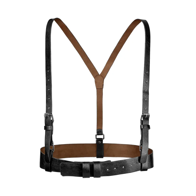 Vintage PU Leather Y Suspenders Adjustable Holes Belts sold by Allegra K
