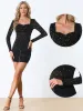 Glitter Sheer Mesh Long Sleeve Sweetheart Neckline Party Blouse sold by Allegra K