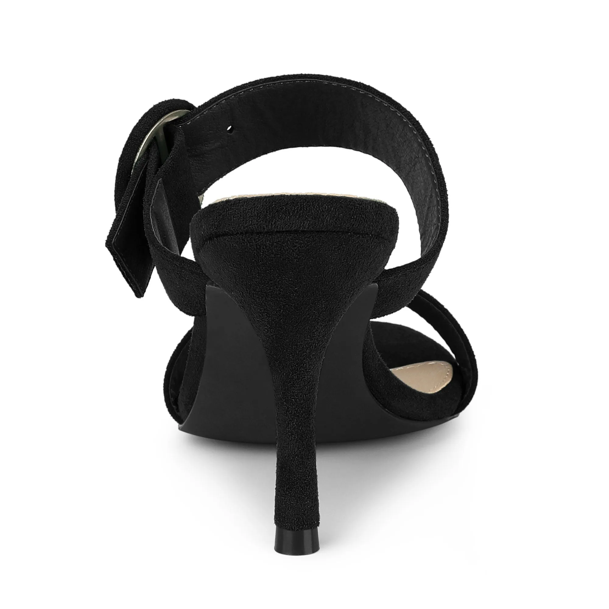 Faux Suede Opened Toe Buckle Stiletto Heel Slide Sandals sold by Allegra K product image thumbnail 5