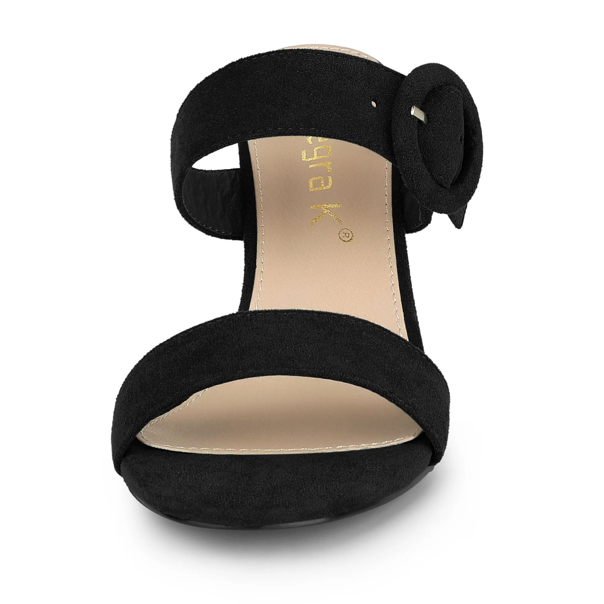 Faux Suede Opened Toe Buckle Stiletto Heel Slide Sandals sold by Allegra K product image thumbnail 4