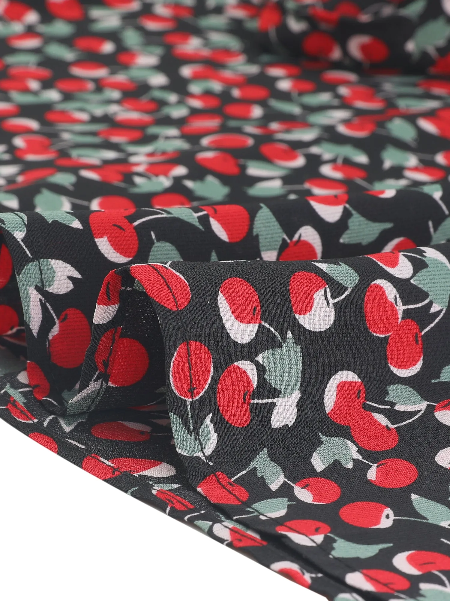 Floral Cherry Print Lace-up Square Neck Ruffle Midi Dress Sundress sold by Allegra K product image thumbnail 5