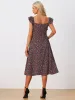 Floral Cherry Print Lace-up Square Neck Ruffle Midi Dress Sundress sold by Allegra K