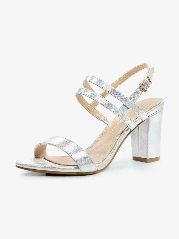 Open Toe Slingback Block Heel Ankle Strap Sandals sold by Allegra K