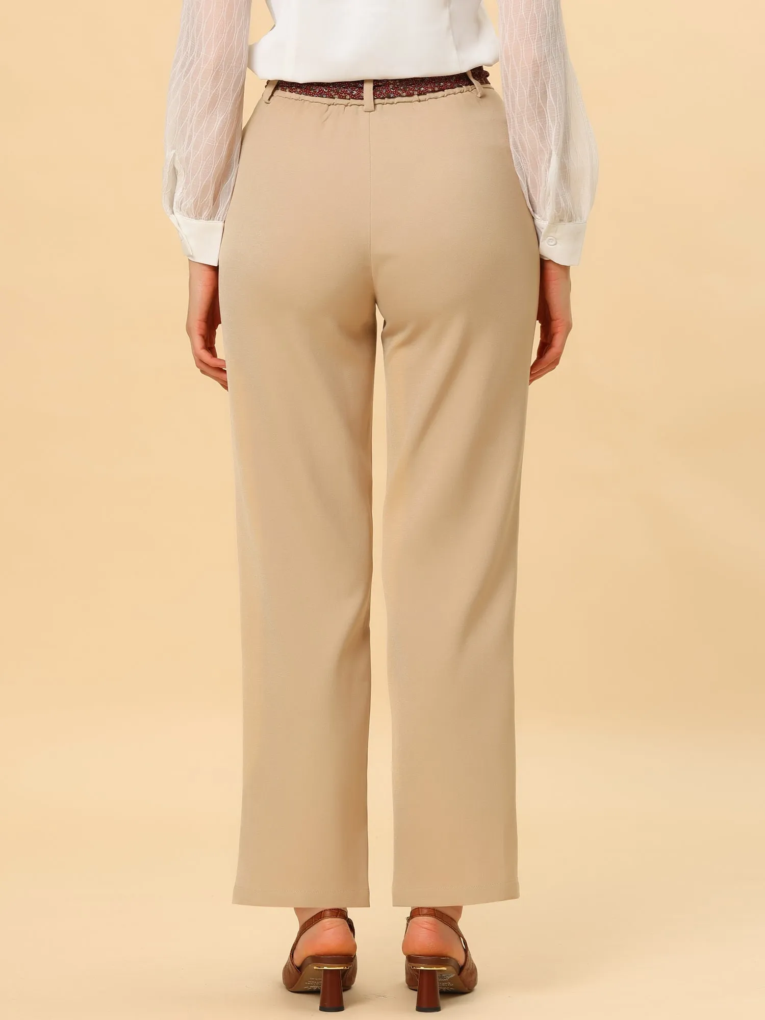 Elegant Pants Summer Elastic Back High Waisted Work Office Trousers sold by Allegra K product image thumbnail 5