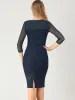 Elegant Mesh Sheer Long Sleeve Stretch Knit Floral Lace Bodycon Dress sold by Allegra K