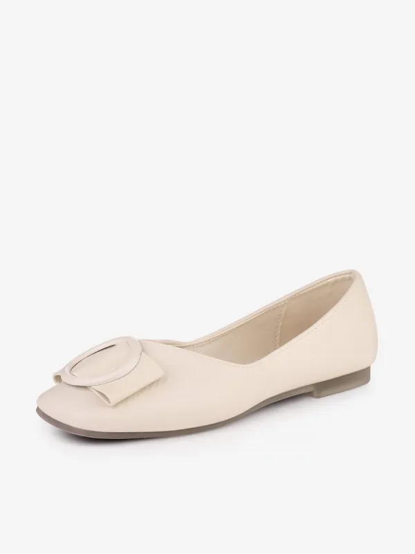 Women's Squared Toe Comfortable Slip on Square Buckle Ballet Flats sold by Allegra K