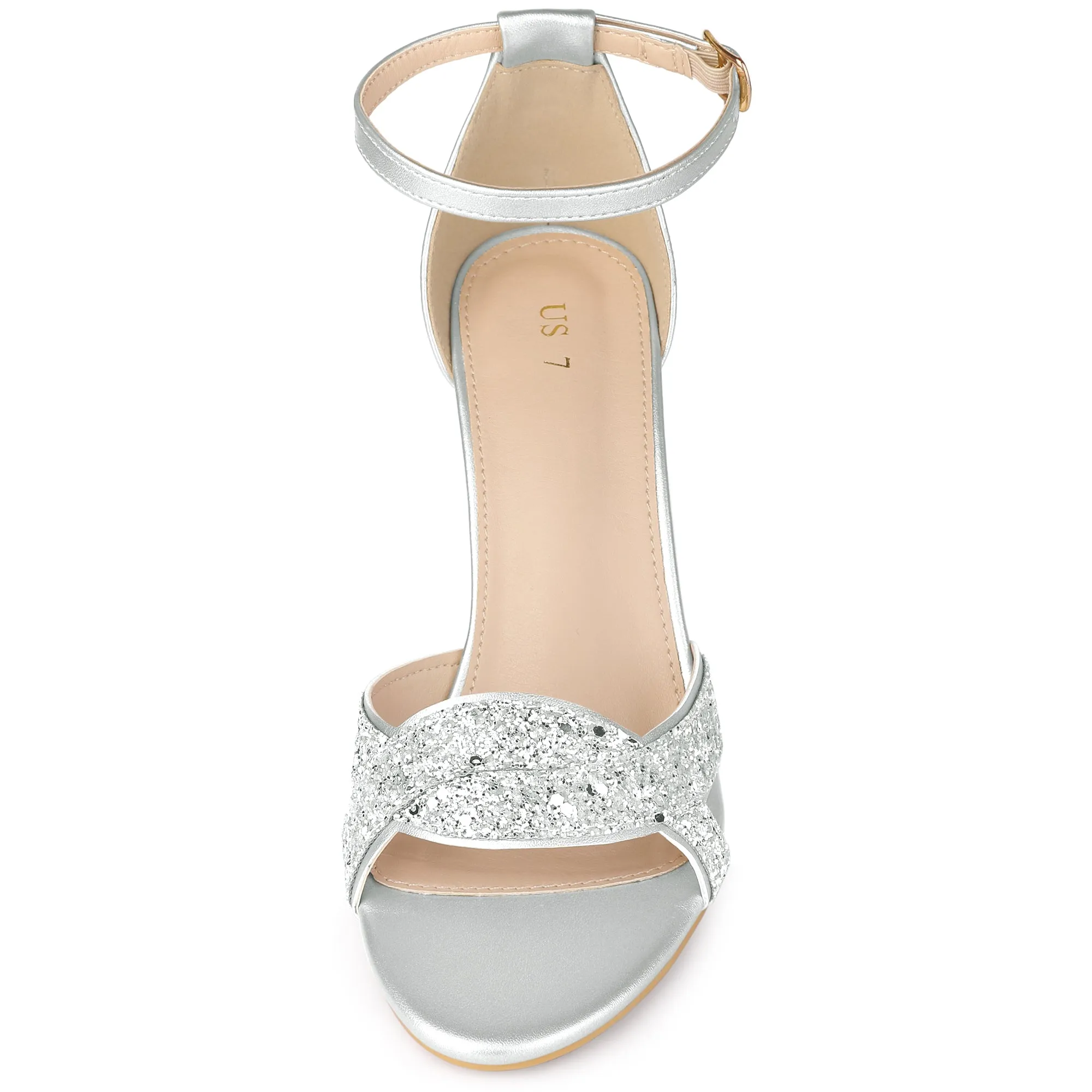 Women's Bling Glitter Ankle Strap High Chunky Heel Sandals sold by Allegra K product image thumbnail 3