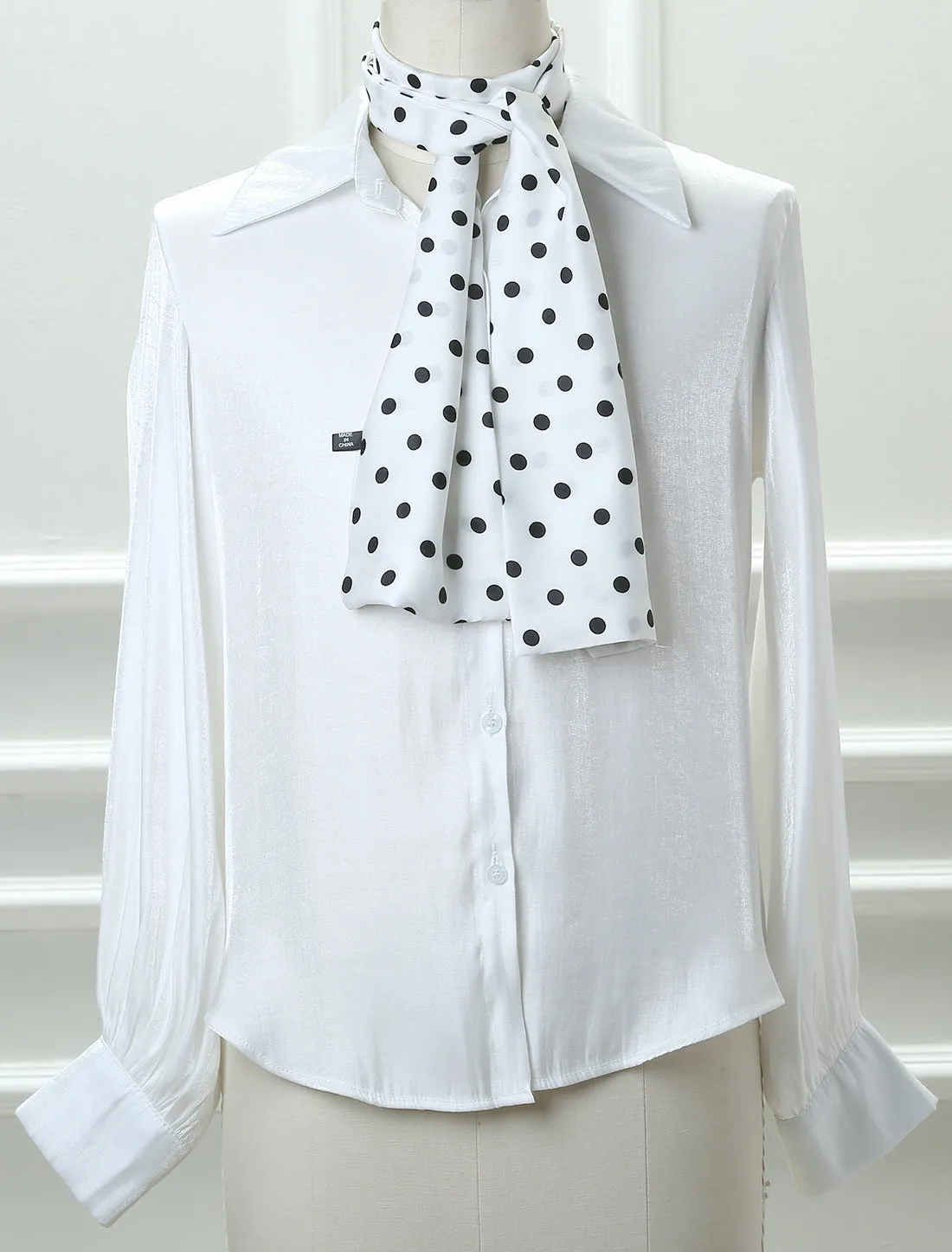 Retro Polka Dot Skinny Neck Scarves Wrap Long Neckerchief Hair Band sold by Allegra K product image thumbnail 2