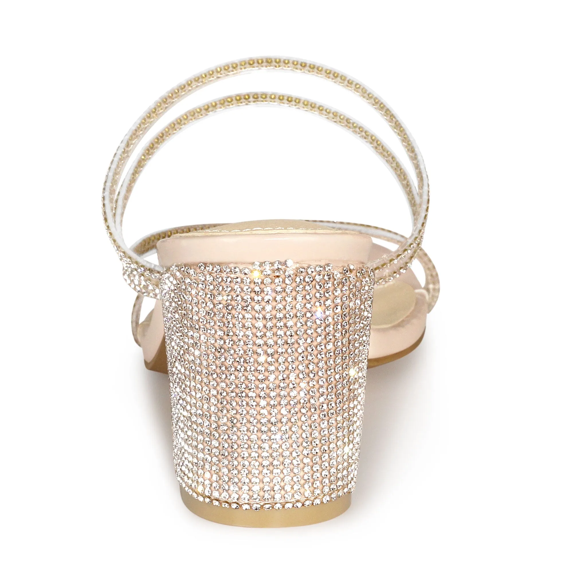 Strappy Rhinestone Block Heel Slide Sandals sold by Allegra K product image thumbnail 5