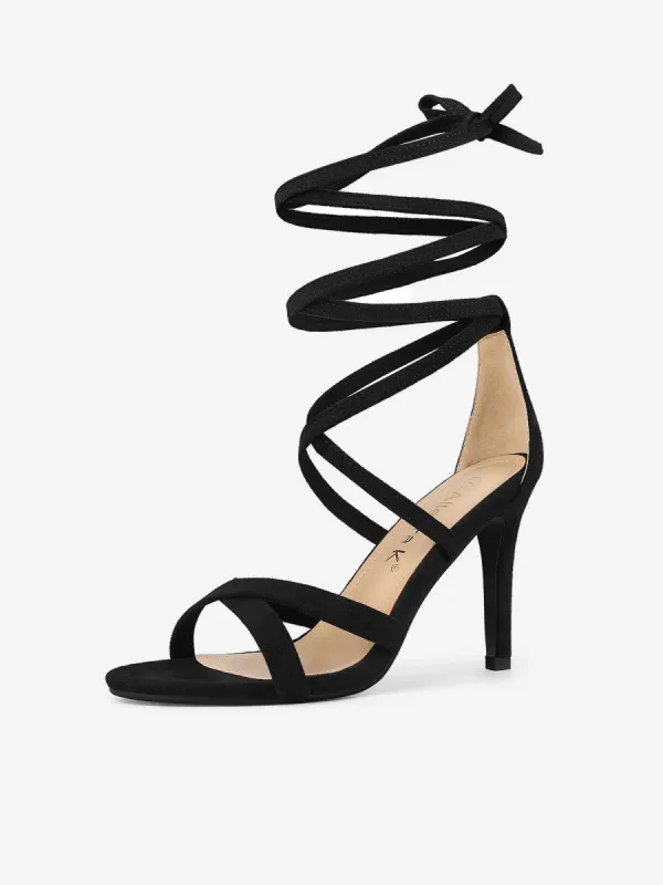 Elegant Cross Strap Lace Up Stiletto High Heel Sandals sold by Allegra K