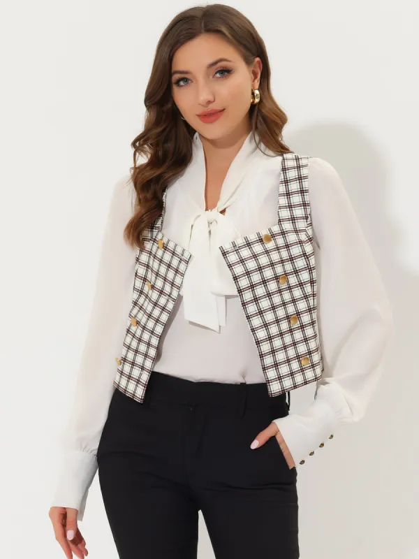 Steampunk Dressy Causal Sleeveless Jacket Suits Plaid Vest sold by Allegra K